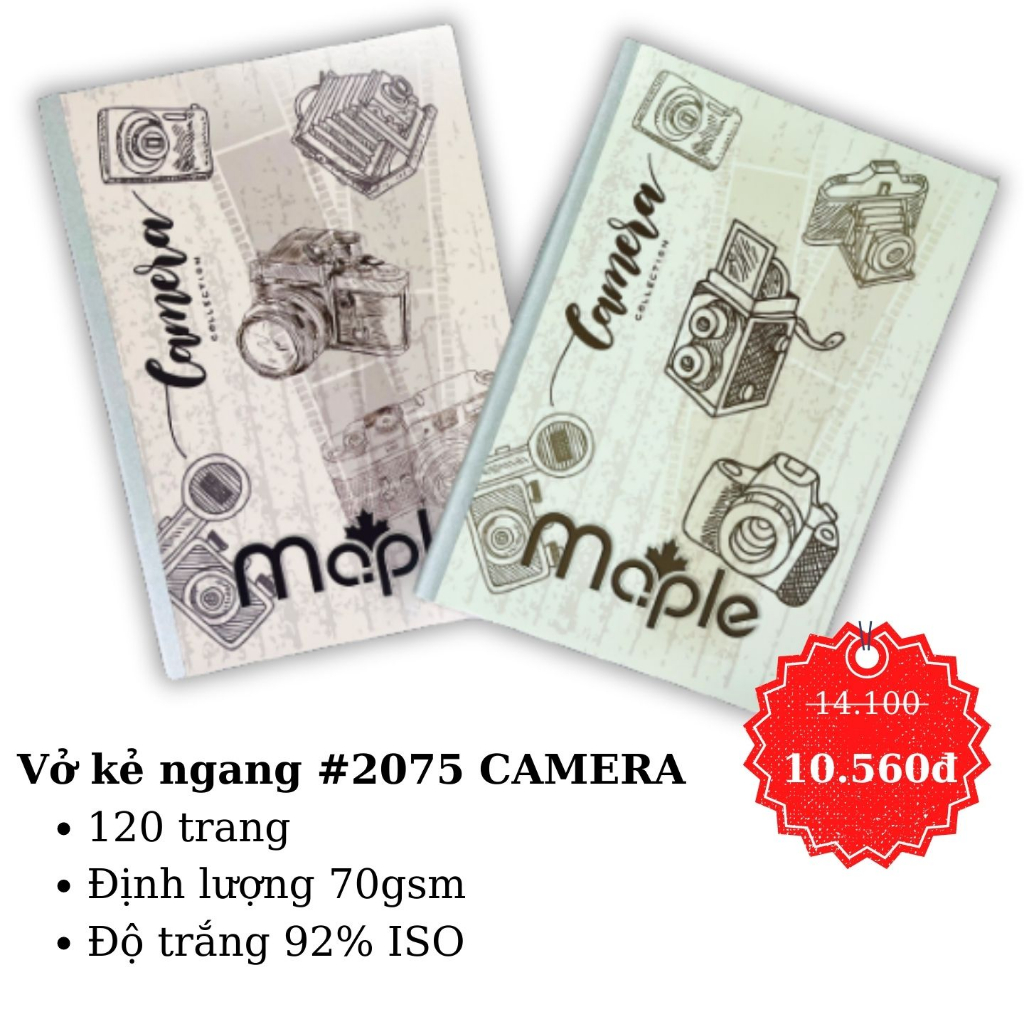 Vở kẻ ngang Mc.ple 80/120 trang CAMERA định lượng 70gsm