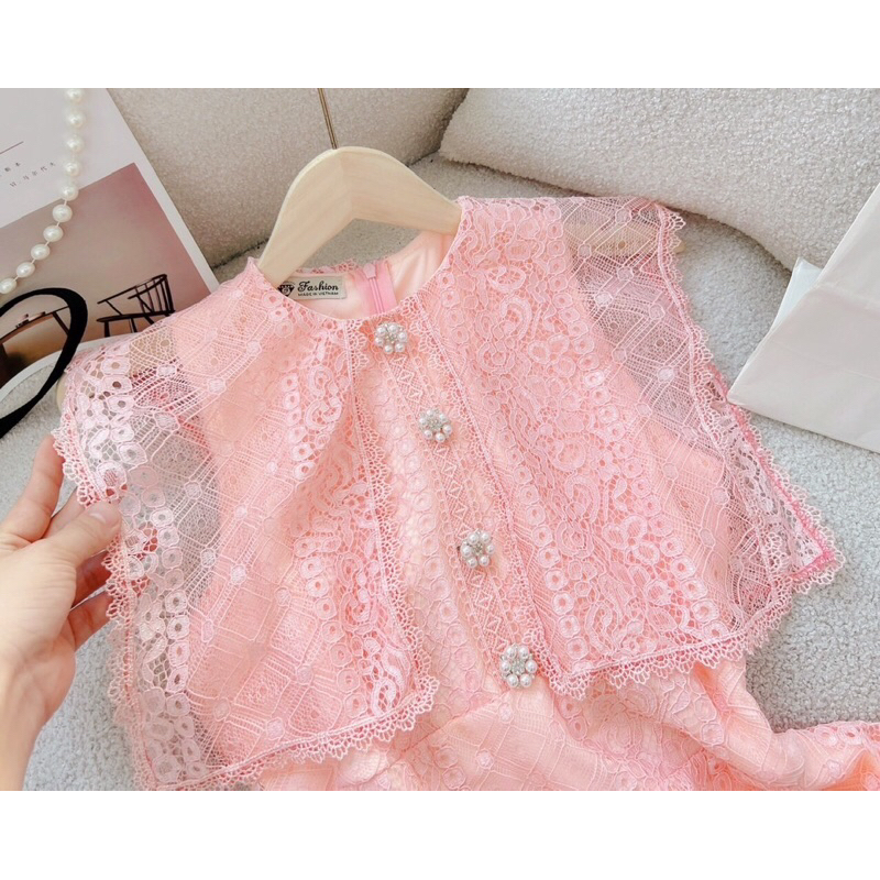 Đầm midi ren hồng