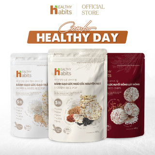  Combo 3 bánh gạo lứt  Healthy Day HEALTHY habits - Nguyên vị - Giảm cân - Đẹp da - Ăn dặm - Đạt chuẩn ATVSTP 