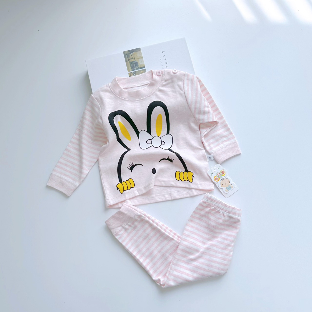 Bộ Cotton len dài tay hàng Quảng châu cao cấp cho bé trai bé gái hoạ tiết đáng yêu