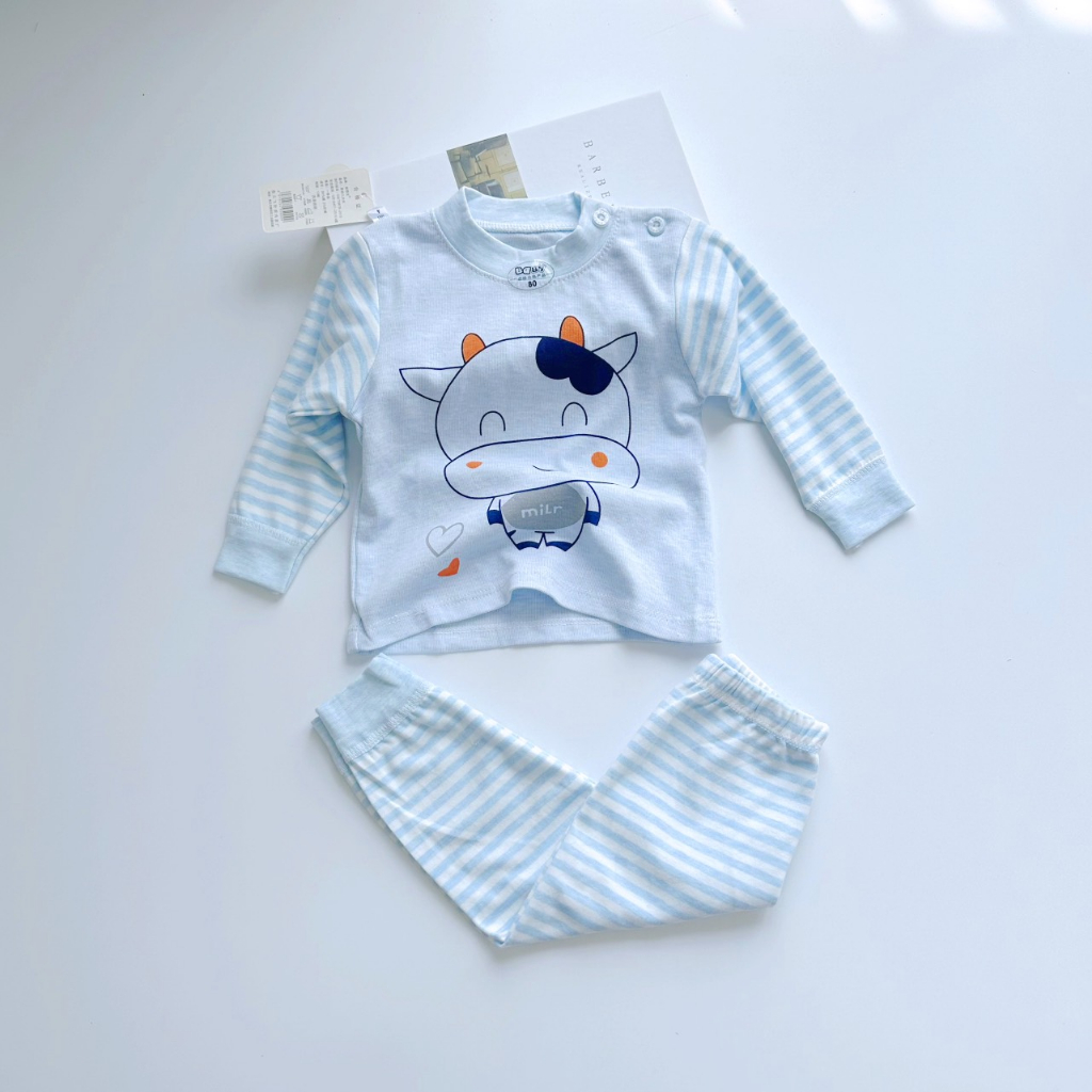 Bộ Cotton len dài tay hàng Quảng châu cao cấp cho bé trai bé gái hoạ tiết đáng yêu