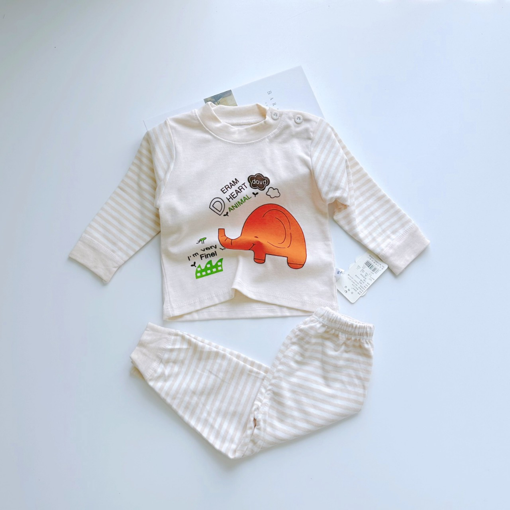 Bộ Cotton len dài tay hàng Quảng châu cao cấp cho bé trai bé gái hoạ tiết đáng yêu