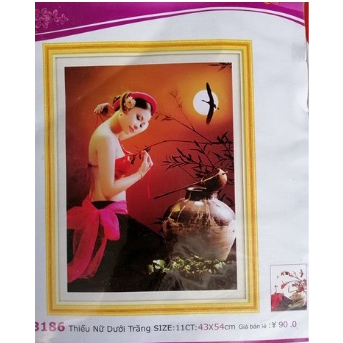 Tranh thêu chữ thập Cô gái bên chum nước 53387 lv3186 DX1068 DX1070 DX1071 DX1044