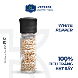 Tiêu sọ tiêu hạt tiêu trắng k pepper 51g có cối xay tiêu tiện lợi