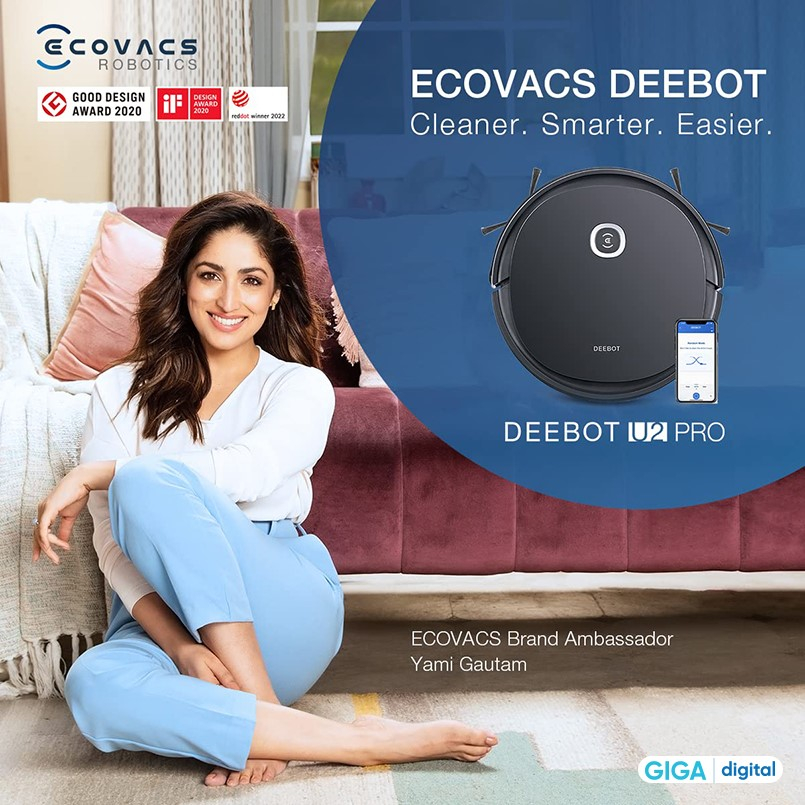 Robot hút bụi lau nhà thông minh Ecovacs Deebot U2 Pro -Công suất vượt trội - Thời gian hoạt động 150 phút - BH 12 Tháng