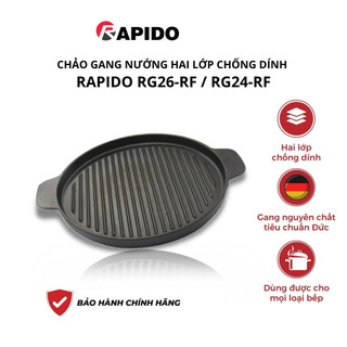 Chảo gang nướng chống dính Rapido size 24, 26 dùng bếp từ và mọi loại bếp