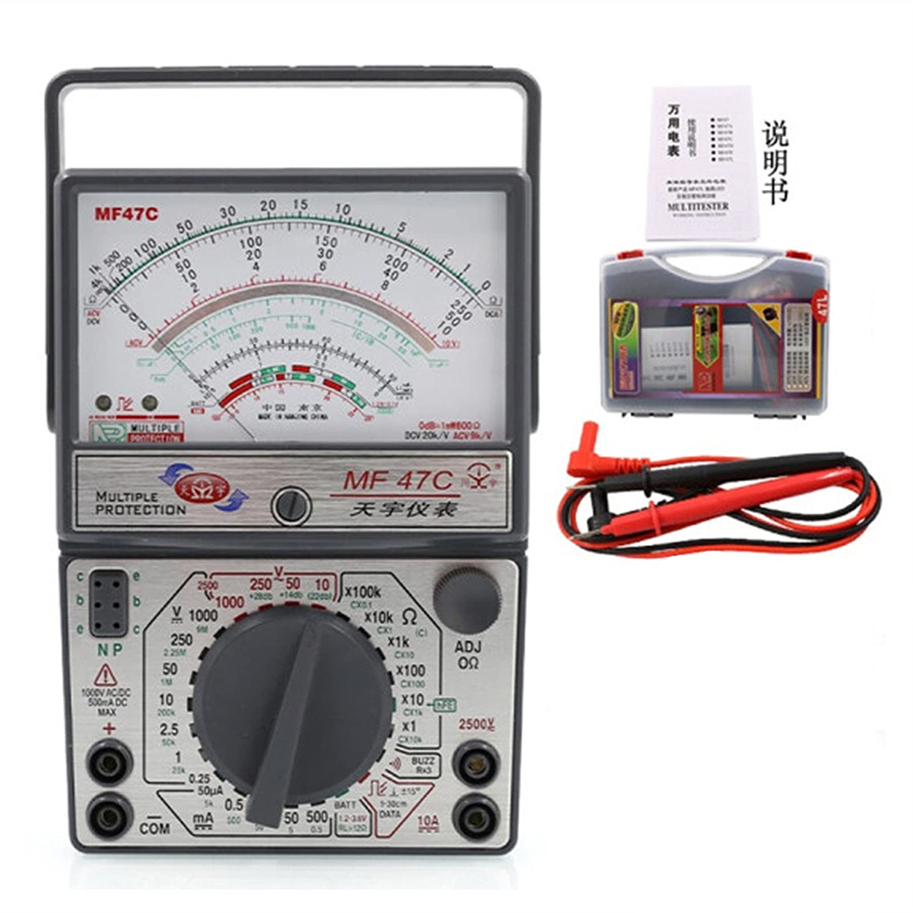 Đồng hồ kim vạn năng MF47C kỹ thuật số máy kiểm tra điện áp dòng điện trở màn hình analog đồng hồ vạ