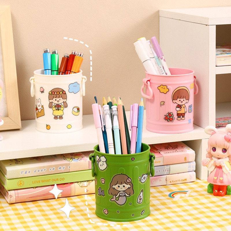 ❣️FREESHIP❣️ Hộp đựng bút kèm sticker dễ thương ống để bút trang trí văn phòng bàn học tặng kèm sticker