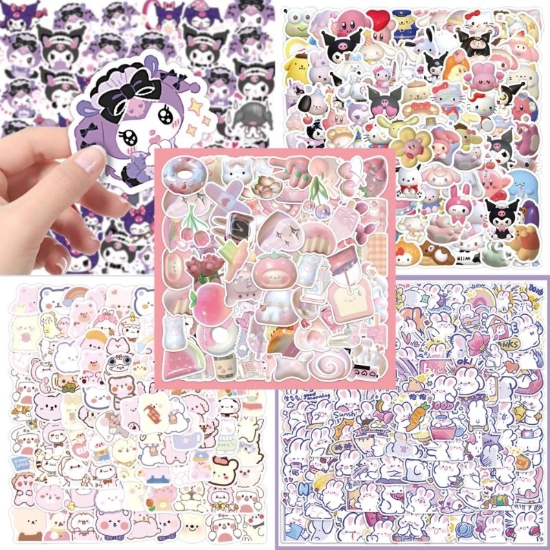 Set 100 sticker chống nước hình gấu cute