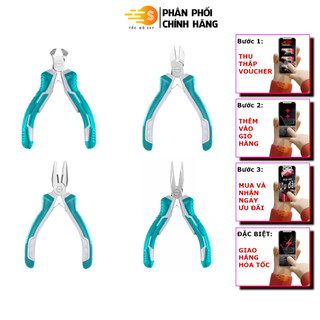 Bộ 4 kềm cắt đứt, kềm răng, kềm cắt và kềm mũi nhọn total tht1k0404 - loại mini 115mm, kìm điện, kìm cua, kìm mũi nhọn,