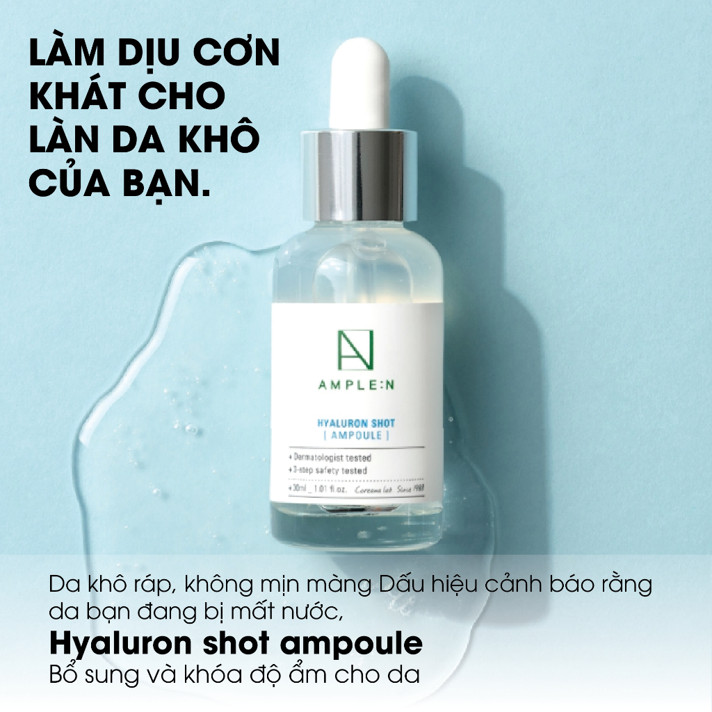 Tinh Chất Dưỡng Ẩm Cấp Nước Ample:N Hyaluron Shot Ampoule 100ml