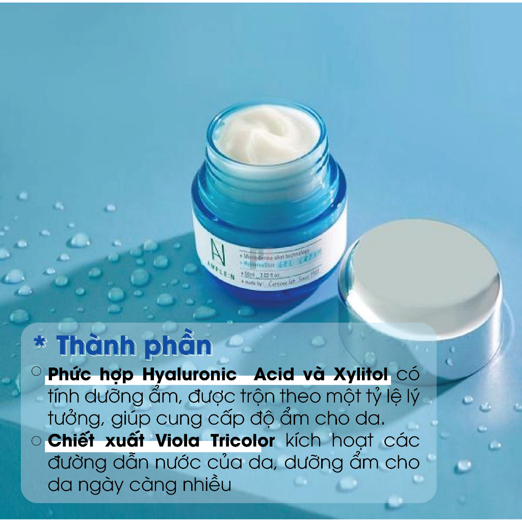 Gel Dưỡng Ẩm Mỏng Nhẹ AMPLEN Hyaluron Shot Gel Cream 60ml