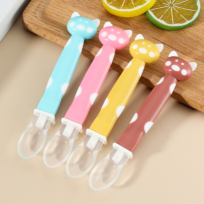 Thìa ăn dặm cho bé thìa silicone ăn dặm mèo Ếch xanh kids nhiều màu dễ sử dụng