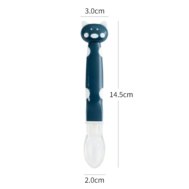 Thìa ăn dặm cho bé thìa silicone ăn dặm mèo Ếch xanh kids nhiều màu dễ sử dụng