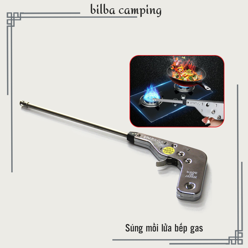 Dụng cụ đánh lửa bằng điện mồi bếp gas. Cây đánh lửa bằng thép không gỉ để mồi bếp ga hàng nhật - Billba Camping