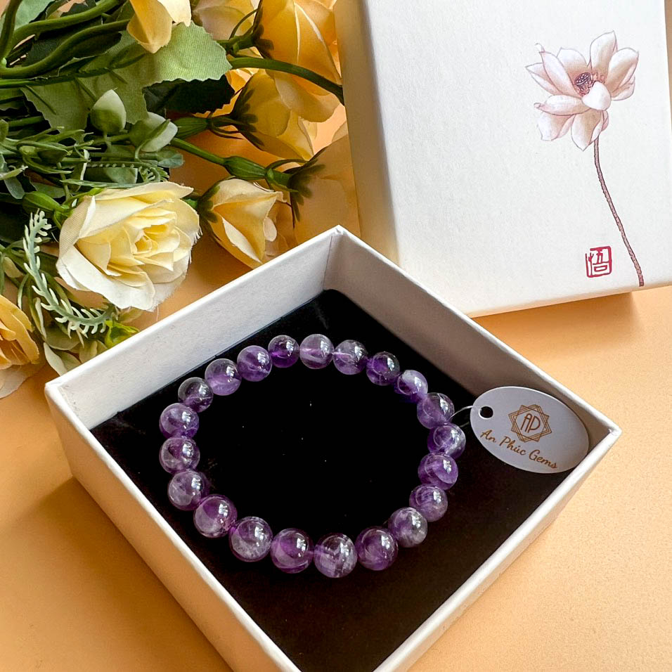 Vòng Tay Đá Thạch Anh Tím Vân Mây Cho Người Mệnh Hỏa Và Thổ - An Phúc Gems