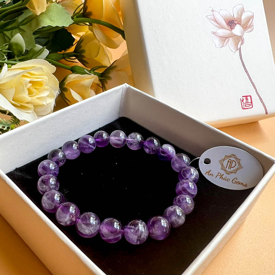Vòng Tay Đá Thạch Anh Tím Vân Mây Cho Người Mệnh Hỏa Và Thổ - An Phúc Gems