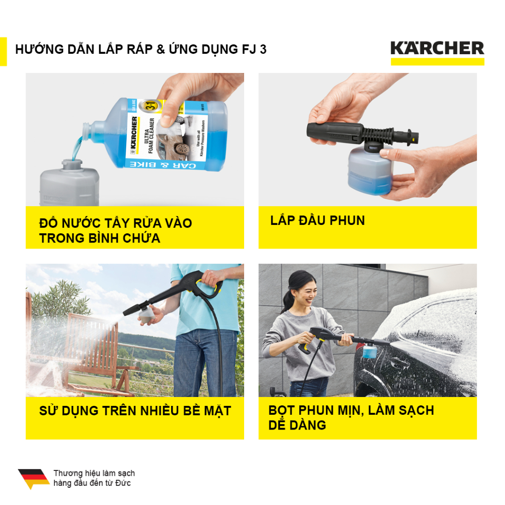 (Sản xuất Ý) Máy phun rửa áp lực cao Karcher K 4 Power Control Car động cơ từ, công suất 1800W
