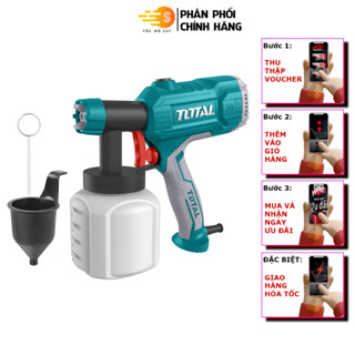 Súng phun sơn 3 chế độ dùng điện 450W TOTAL TT3506 - Kèm ly đo độ nhớt và kim làm sạch vòi phun, điện thế 220-240V