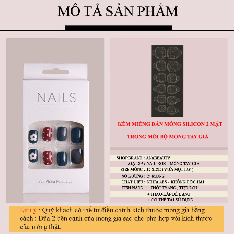 Móng giả họa tiết 3D, móng tay giả kèm keo phong cách hàn quốc