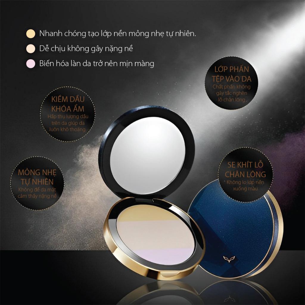 Phấn Nén FOX Pressed Powder Siêu Mịn 12g Và Cọ Đa Chức Năng