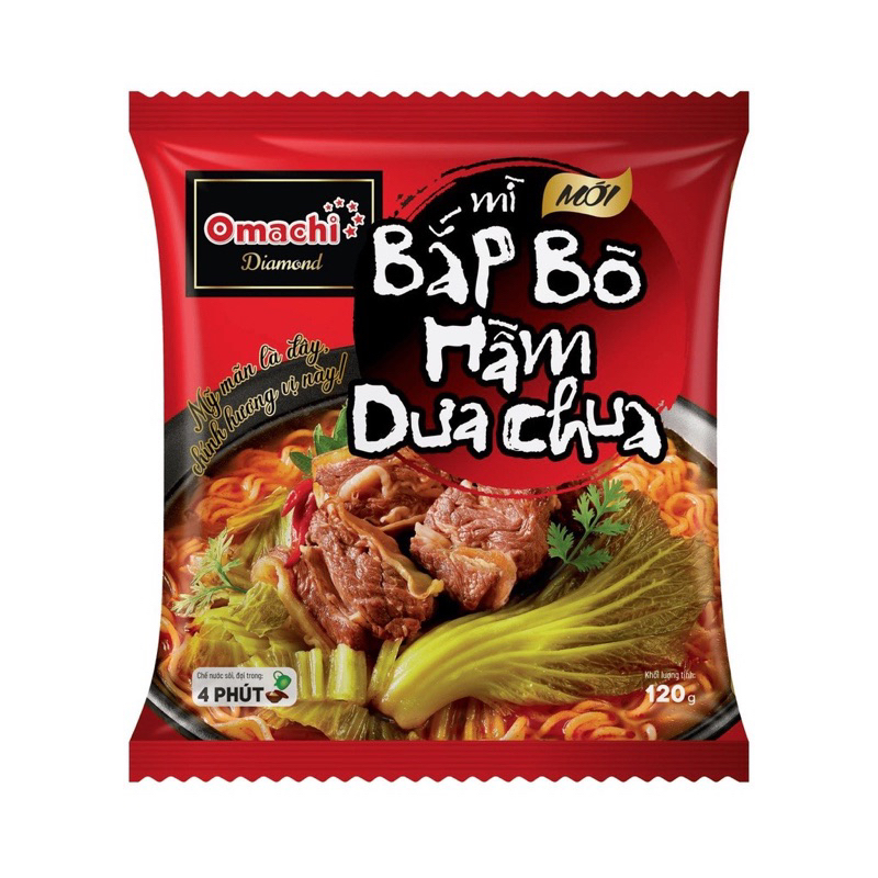 Mì Omachi 102 - Mì Omachi Bắp Bò Hầm Dưa Chua Gói 120g