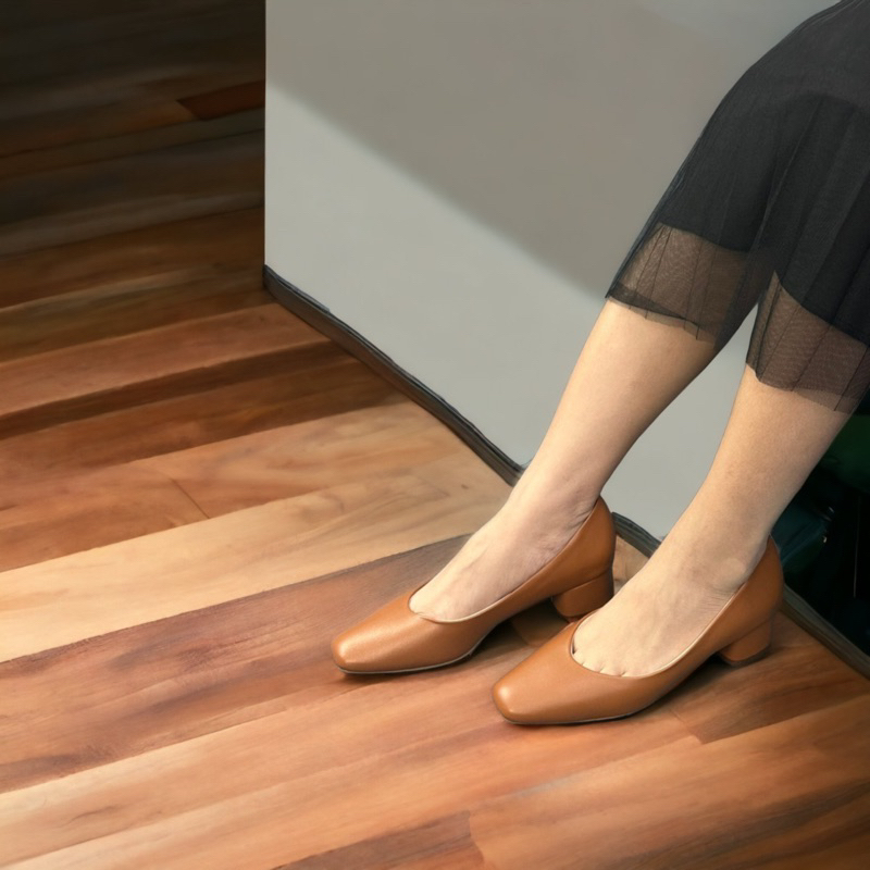 Giày bít nữ enako mk3635- mũi vuông gót cao 4cm da mờ