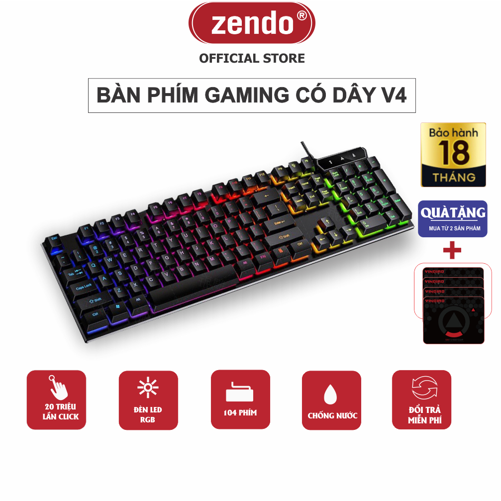 Bàn phím chơi game Yindiao V4 - Bàn phím gaming chống nước LED RGB