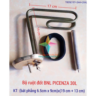 Bộ ruột đốt Bình nóng lạnh PICENZA 30L bát 6,5cm x 19cm+17cm + Zoăng + Thanh magie 3mm(197+344+204)