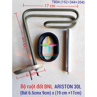 Bộ ruột đốt Bình nóng lạnh ARISTON 30L bát 6,5cm x 19cm+17cm + Zoăng + Thanh magie 3mm