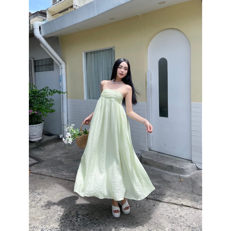 Đầm Nữ Hai Dây Maxi Dáng Dài Nhún Ngực SINJU DRESS - GOÛT DE JUN