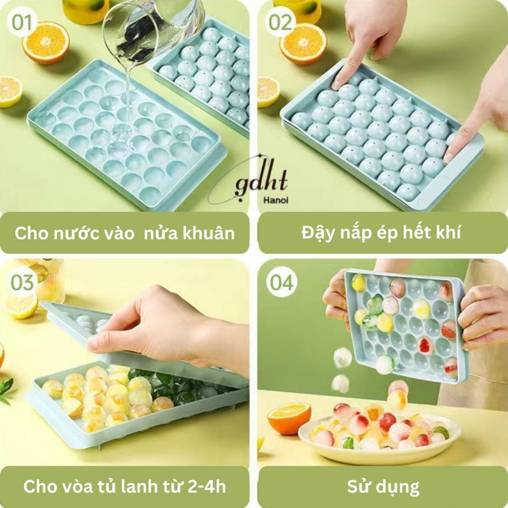 Khay làm đá tròn 33 ô khuôn làm thạch rau câu bi đá viên tròn 33 ngăn 2 màu