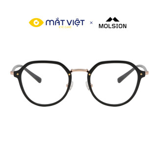 Gọng kính nữ molsion chính hãng mj6120 b10 dáng tròn màu đen/gold chất liệu nhựa chịu nhiệt