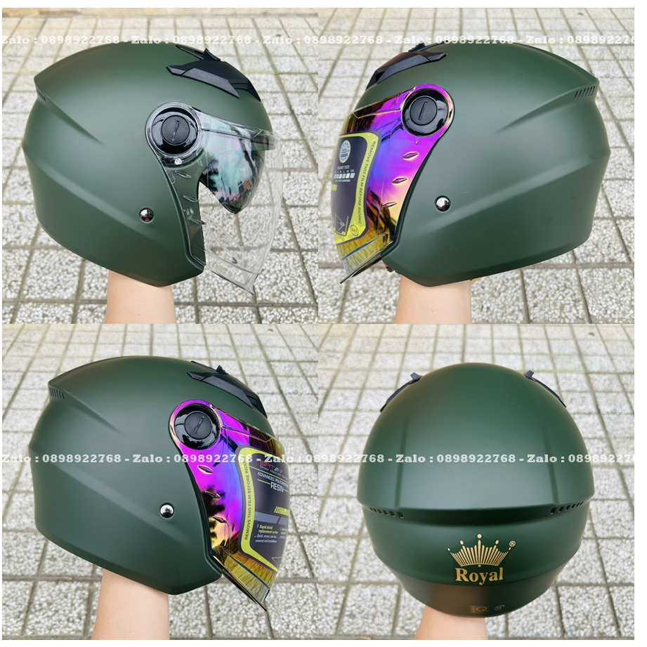 MŨ BẢO HIỂM 3/4 ROYAL M268 2 KÍNH ĐỦ MÀU TEM - HÀNG CHÍNH HÃNG