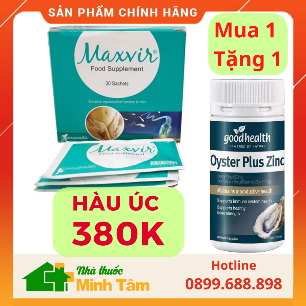 BỔ TlNH TRÙNG MAXVIR - Tăng số lượng - Giảm dị dạng - Tăng độ di động tinh trùng - Tăng khả năng thụ thai