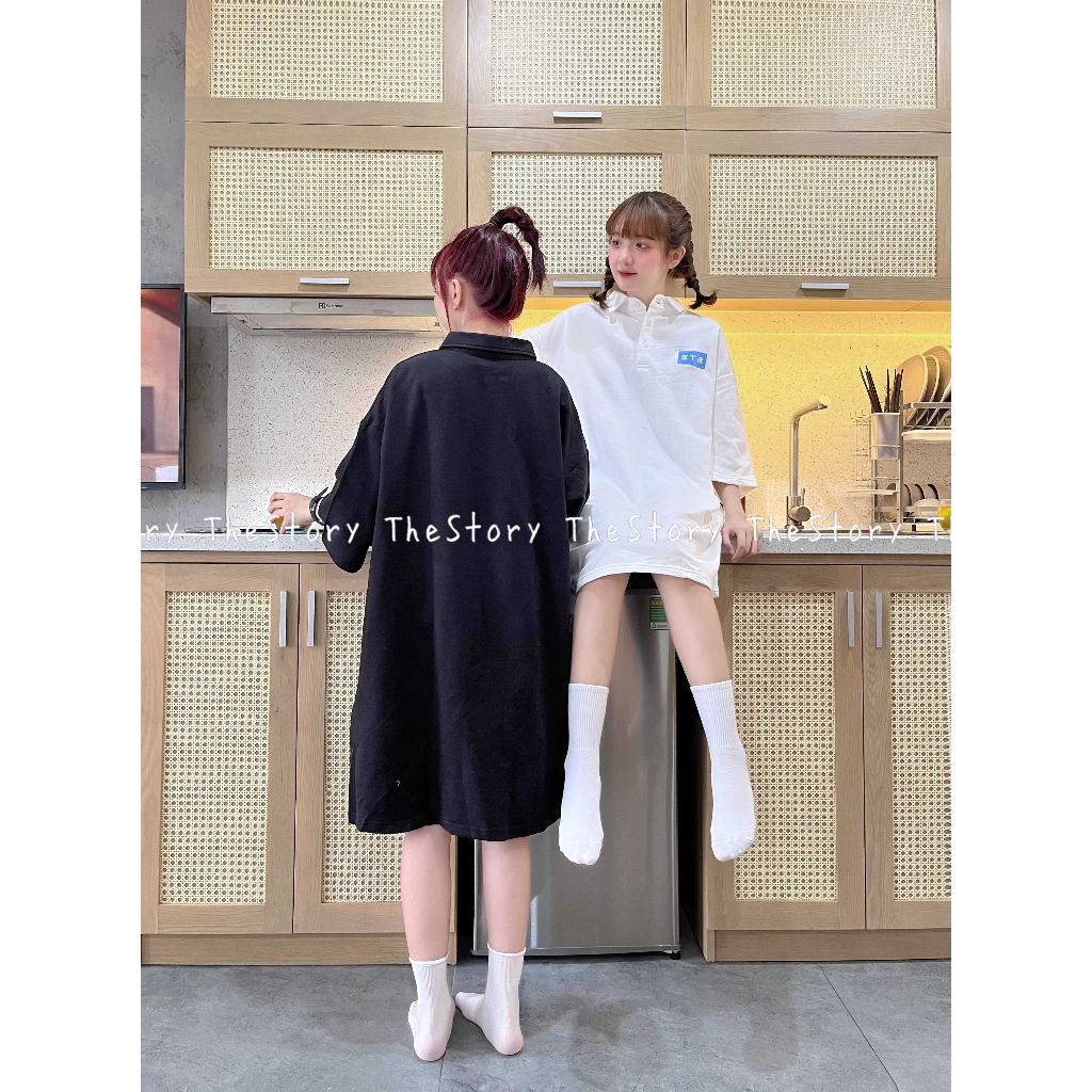 Đầm polo tay ngắn, thêu chữ ngực  D910