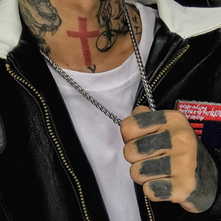 Dây chuyền nam đẹp inox cao cấp thời trang titan thép không gỉ kiểu bông dừa PT JEWELRY kích cỡ 6mm trắng PTDCNA171