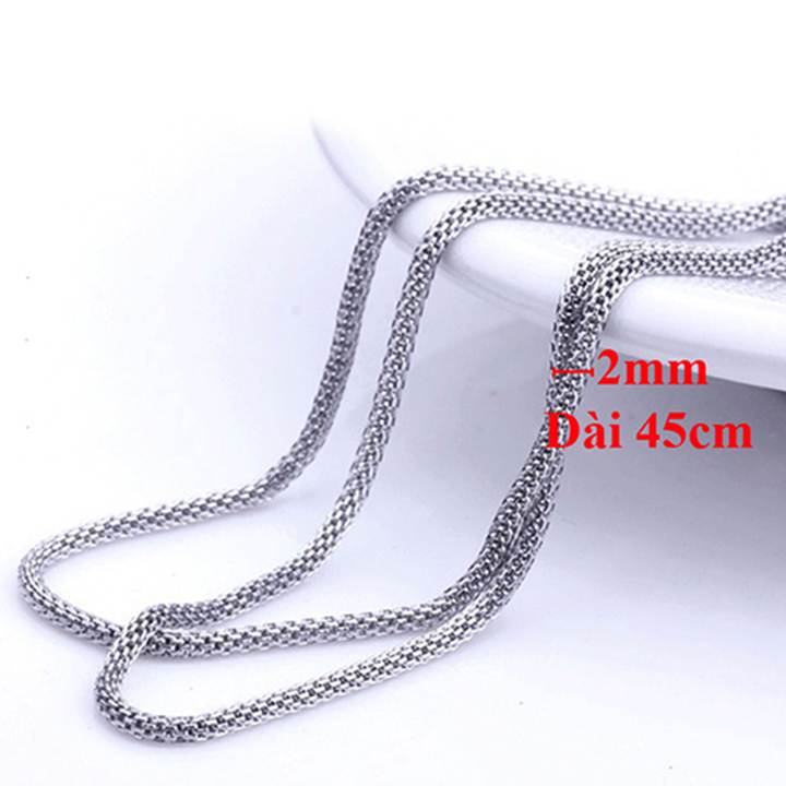 Dây chuyền nam titan cao cấp đẹp sang trọng thép không gỉ PT JEWELRY kích cỡ 2mm màu trắng PTDCNA41