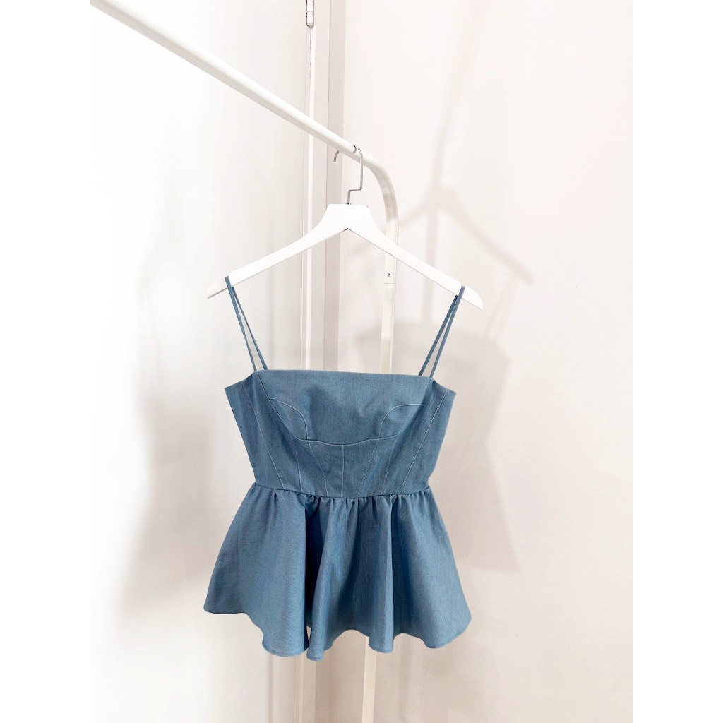 Erica Shirt - áo jean xanh nhạt cúp ngang - ORLI LABLE