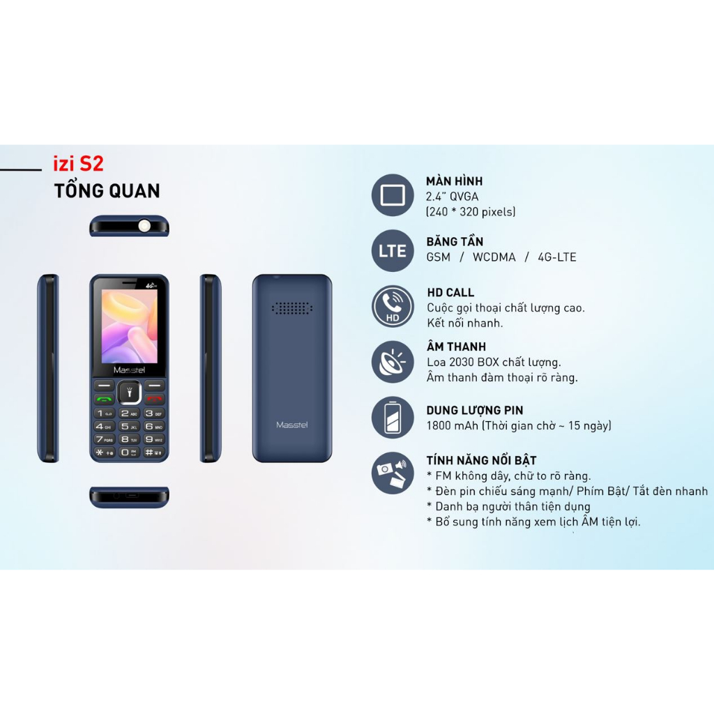 Điện thoại Masstel Izi S2 4G - Mới nguyên seal