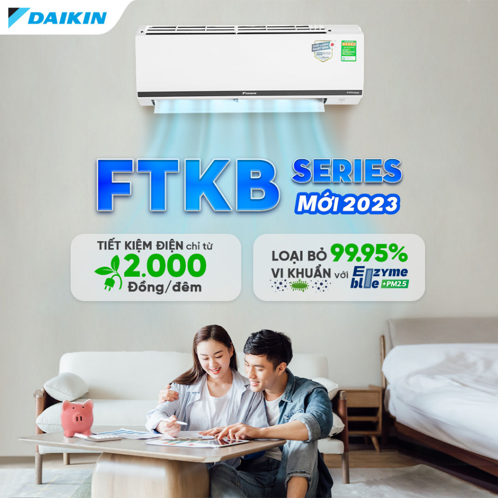 [GIAO LẮP NHANH 12H] MỚI 2023 - Máy Lạnh Daikin Inverter 1 chiều FTKB25XVMV 1HP 9000BTU