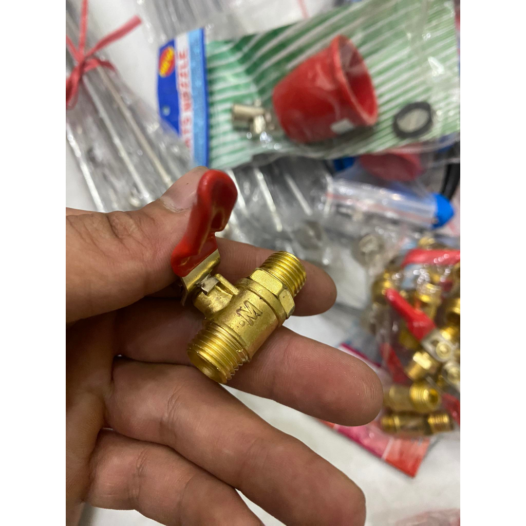 Van khóa kiểu gạt loại thường, ren ngoài 14mm-đồng thau dùng trong tưới phun áp suất, phun sương,bình xịt điện,...