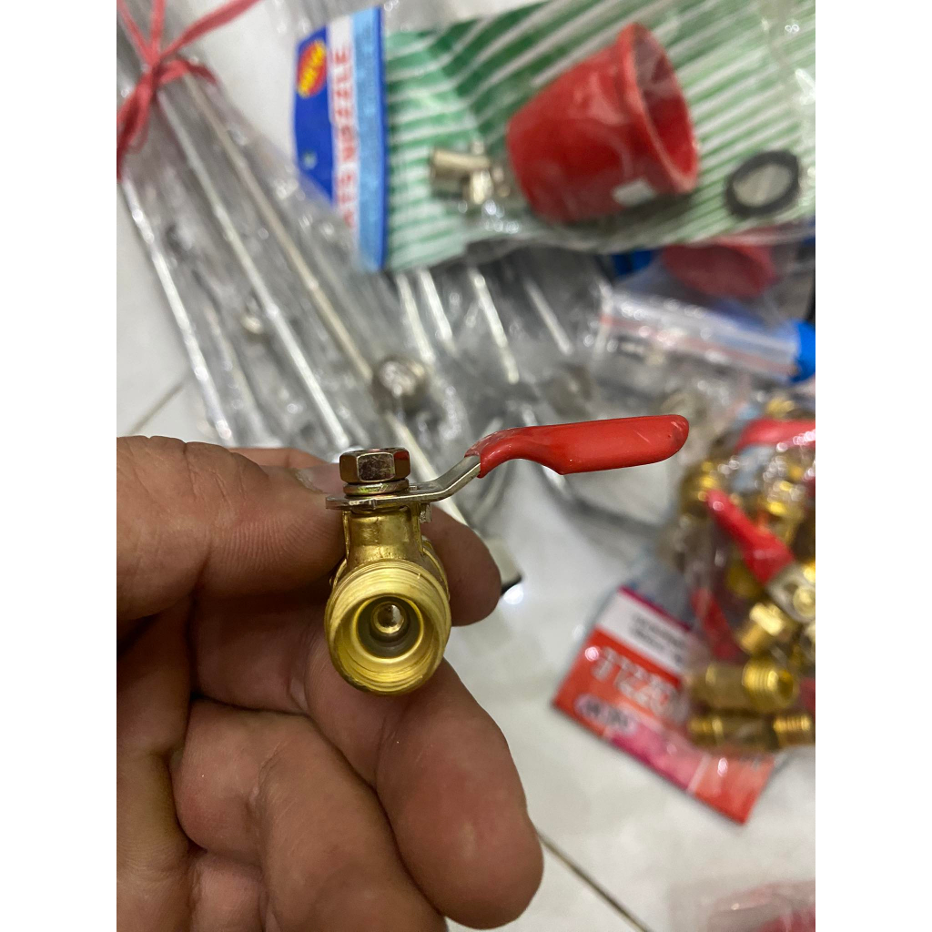 Van khóa kiểu gạt loại thường, ren ngoài 14mm-đồng thau dùng trong tưới phun áp suất, phun sương,bình xịt điện,...