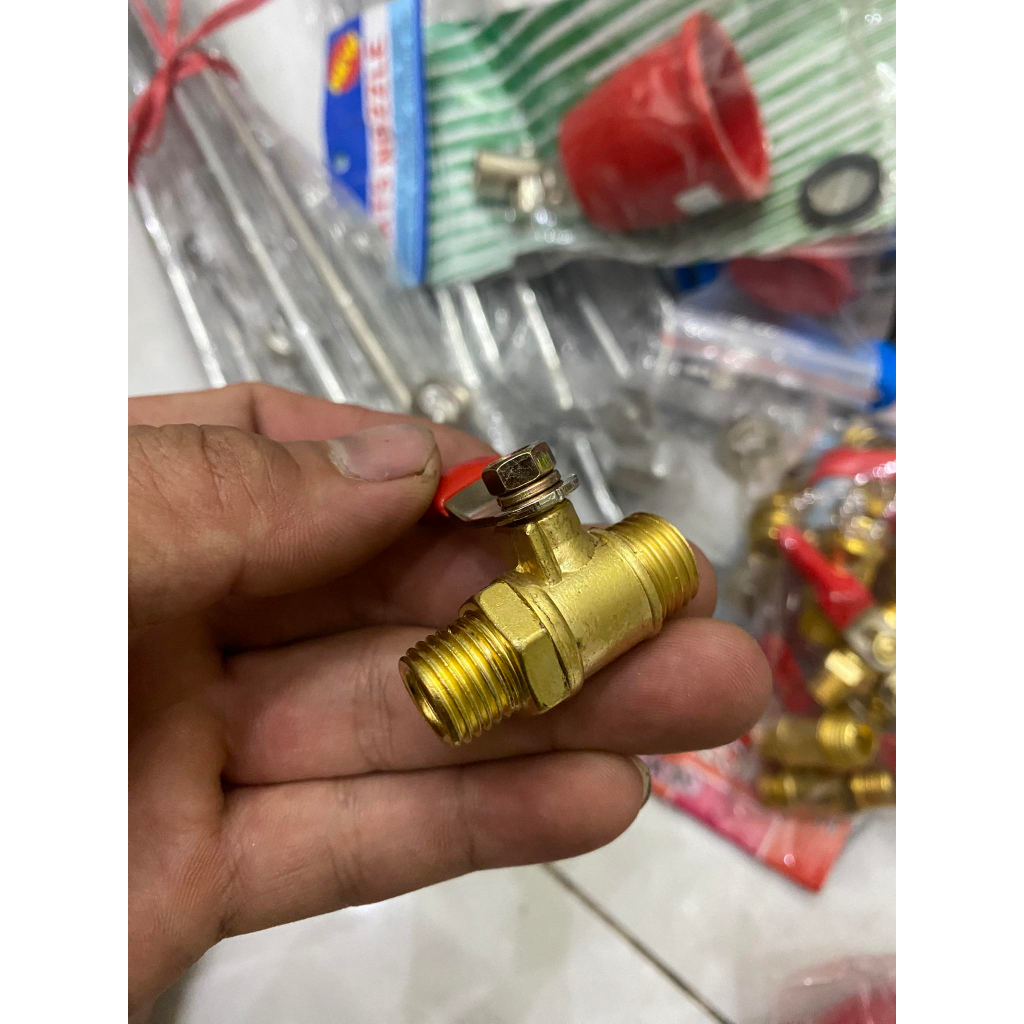 Van khóa kiểu gạt loại thường, ren ngoài 14mm-đồng thau dùng trong tưới phun áp suất, phun sương,bình xịt điện,...