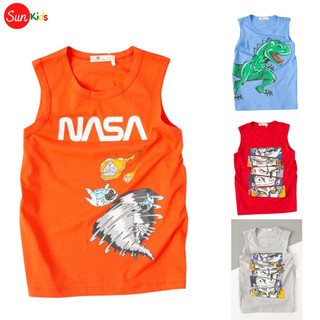 Áo thun bé trai, áo ba lỗ bé trai chất cotton, nhiều màu, Size 4 - 14 tuổi - SUNKIDS