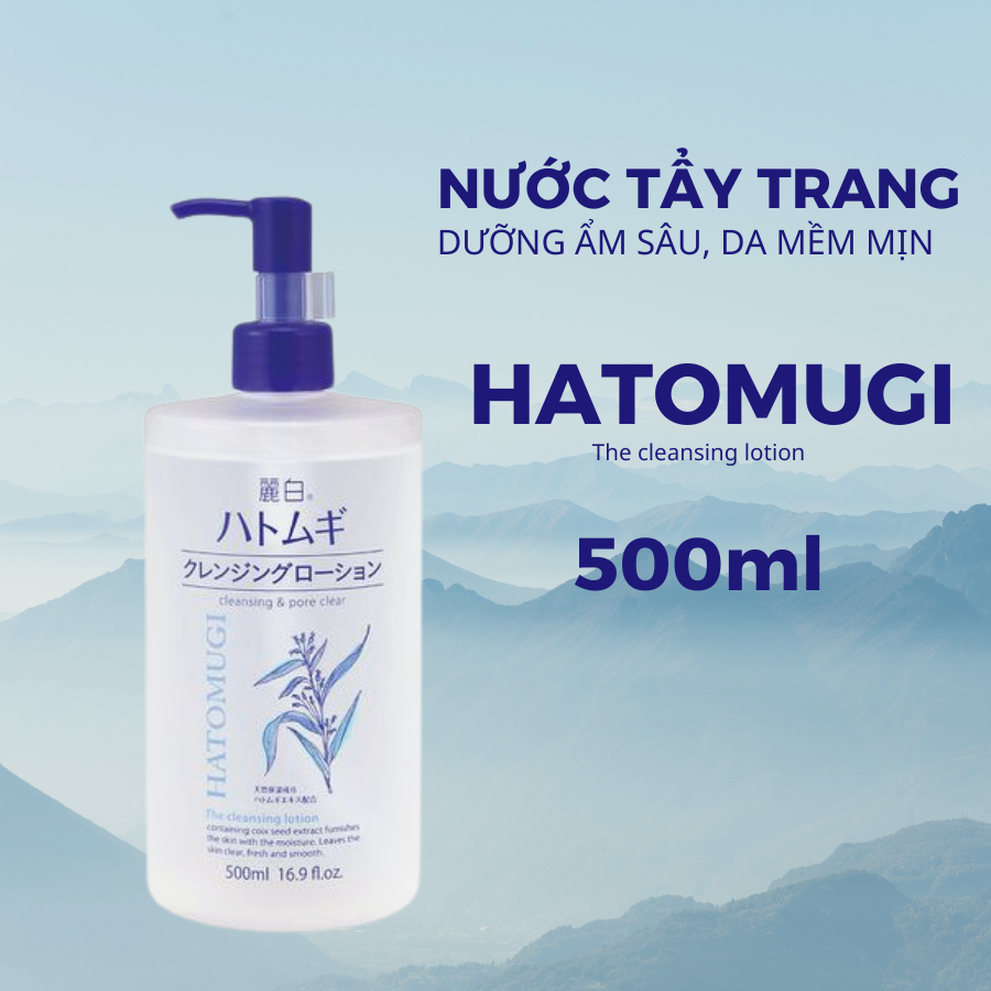 Nước tẩy trang Hatomugi Cleansing Oil sạch sâu và dưỡng ẩm cho da chiết xuất hạt ý dĩ Nhật Bản chai 500ml - Konnichiwa