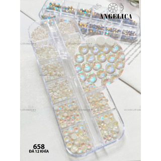 Khay Đá Chân Lưới Nail 12 Khía Màu Nước gạo Light Grey Fluorescence Đính Móng ANGELICA 658