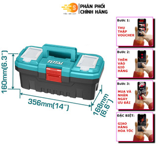 Thùng đựng đồ nghề khóa nhựa 14inches TOTAL TPBX0141 - Nhiều ngăn chứa, thùng cứng cáp, chắc chắn, khóa nhựa PP