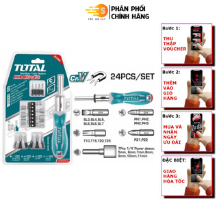 Bộ tua vít 24 chi tiết đa năng total tacsd30246 - nhiều loại mũi vít, tay cầm nhựa nhám chắc chắn, thép chuyên dụng cr-v
