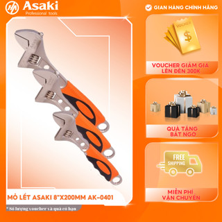 Mỏ lết asaki ak-0401 cờ lê đa năng 8"x200mm chính hãng độ bền cao